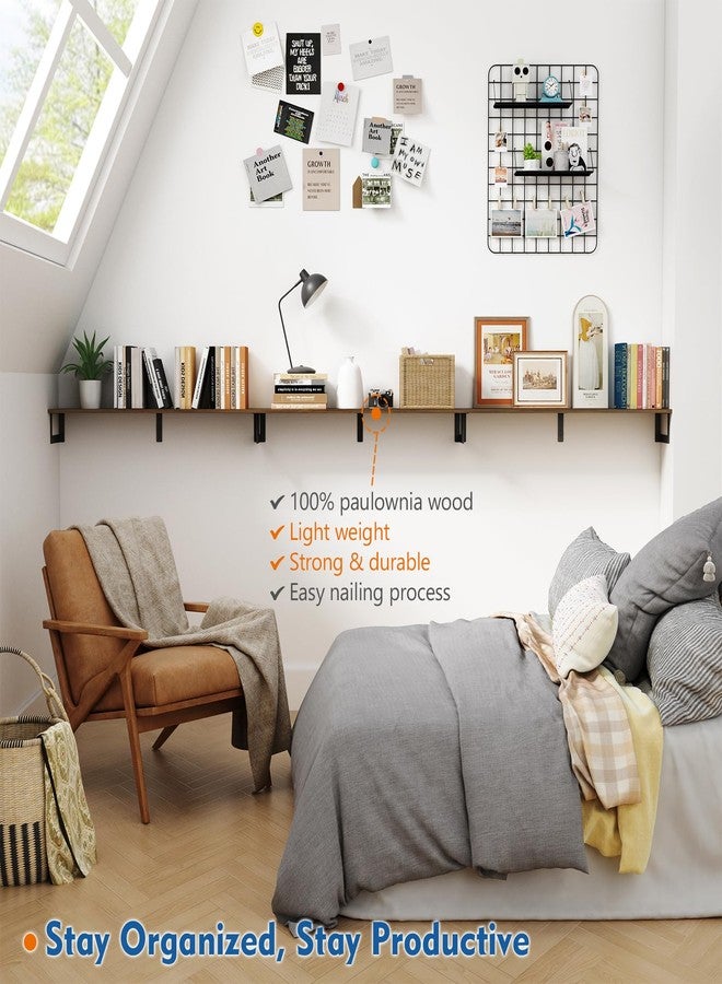 Harwaya Floating Shelves for Wall 36 Inches Long 8 Inch Deep, Large Wall Book Shelves for Bedroom, Rustic Wood Hanging Bookshelf for Living Room Office Kitchen Closet Organizers and Storage - Set of 3 - Image 4